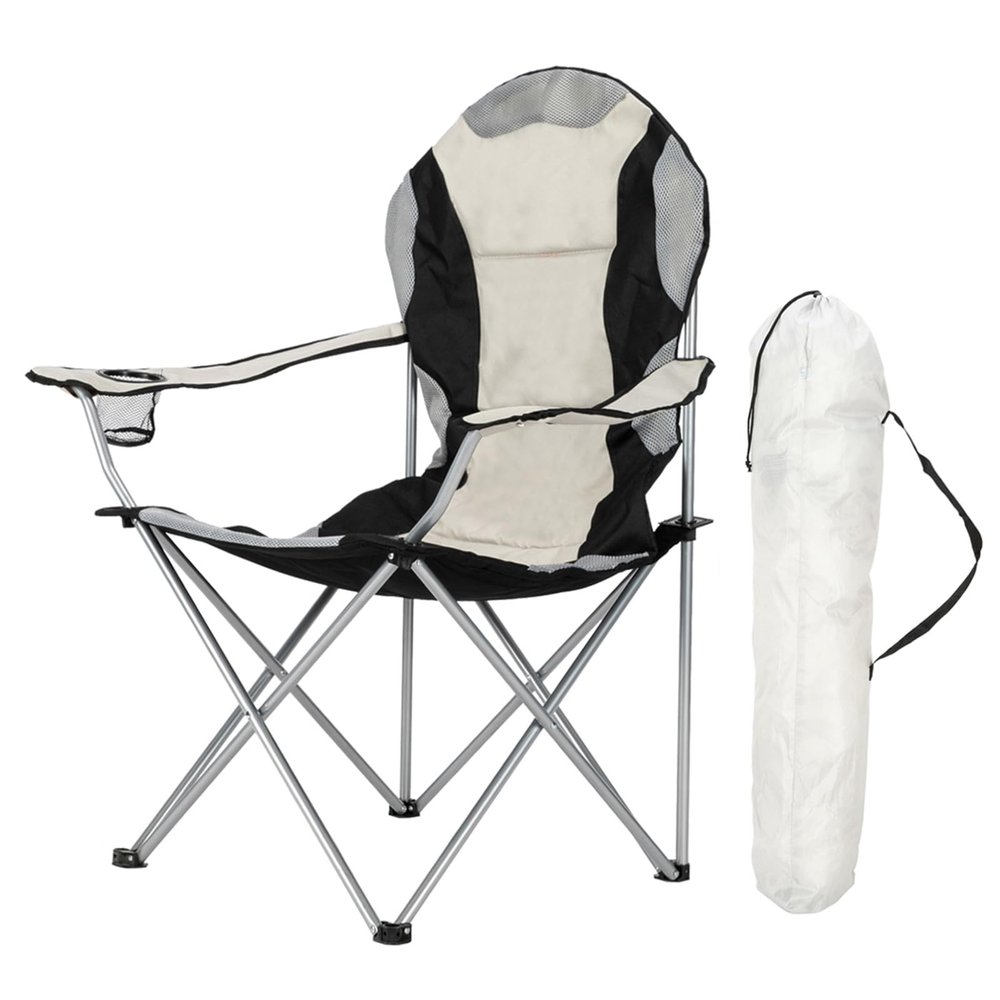 Folding Camping Chairs for Adults Fold Up Camp Chairs Lawn Chair with Cup Holder and Outside Bag,Lightweight Portable Outdoor Chair for Beach Patio Hiking Fishing Spectator,330 Lbs Load Capacity,Black