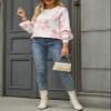 Yimoon Women's Cute Flower Sweater Oversized Crewneck Cable Knit Pullover Top Long Sleeve Aesthetic Sweater(Beige-L) view 4