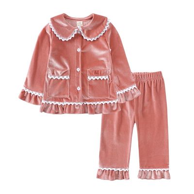Kids Tales Boys Girls Velvet Pajama Sets Christmas Button Down Tops + Long Pants 2PCS Nightie PJS Velour Long Sleeve Outfits