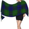 LMNSWDA Johnstone tartan blue green plaid Women's Fashion Cashmere Feel with Tassel Large scarf warm party shawl Wraps view 3