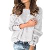 ZYXTIM Oversize Sweaters Women Long Batwing Sleeve Crew Neck Loose Cable Knit Sweater Fashion Fall Winter Warm Jumper Tops White view 1