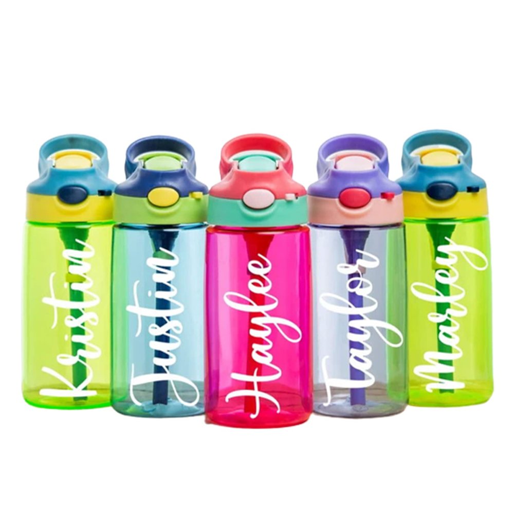 Personalized Water Bottles for Kids, 16 oz Custom Name Water Bottle With Straw Customized Reusable Waterbottle Gifts for Kids School Girls Boys Men Women