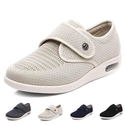 bumuam Lightweight Walking Sneakers,Casual Adjustable Walking Shoes Wide Shoes with 3 Pairs Insoles Replacement for Elderly Diabetic Edema Swollen Feet Men 4.5/Women 5.5