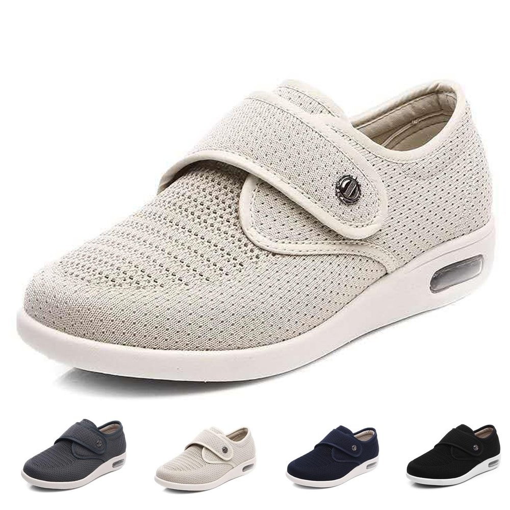 bumuam Lightweight Walking Sneakers,Casual Adjustable Walking Shoes Wide Shoes with 3 Pairs Insoles Replacement for Elderly Diabetic Edema Swollen Feet Men 4.5/Women 5.5