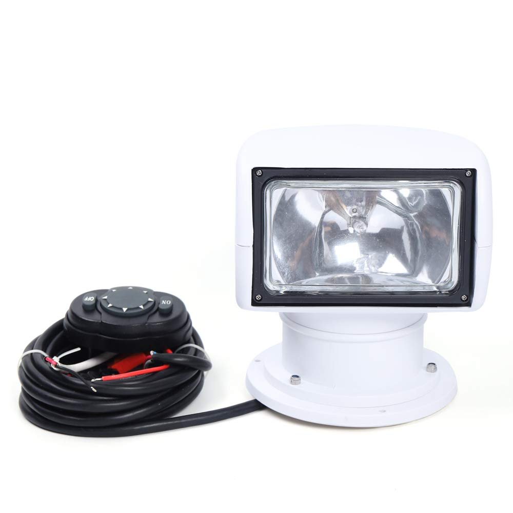 100W Halogen Light Bar for Boat, Boat Truck Car Spotlight Marine Searchlight Light 12V 360 Waterproof Degree Rotate Boats Lights Work Light Pods Flood Beam Driving Lamp for Boats Truck Car White