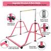 kechery Foldable & Moveable Gymnastics Horizontal Bar with Rings,3to 5Adjustable Height Expandable Junior Kip Bar for Home,Indoor Gym Equipment for Kids (Foldable Light Pink with Rings) view 4