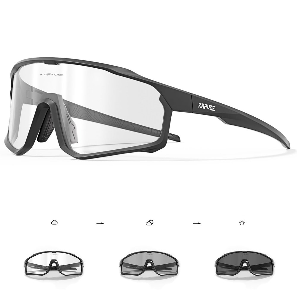 KAPVOE Photochromic Cycling Glasses Men Women Clear Mountain Bike Sunglasses MTB Sports Transition Triathlon Running - K93