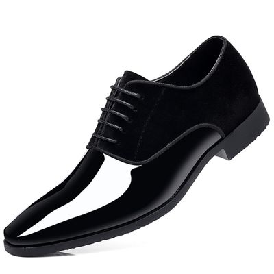 Men's Vintage High Gloss Dress Shoes Patent Leather Suede Oxford Formal Business Suit Tuxedo Shoes Black