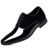 Men's Vintage High Gloss Dress Shoes Patent Leather Suede Oxford Formal Business Suit Tuxedo Shoes Black view 1