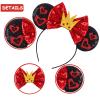 Generic Mouse Ears Headbands for Women Girls & Kids, Sequin Bows & Glitter Park Ears Princess Decorations for Birthday Party Cosplay Costume (Red Heart & Gold Crown) view 2