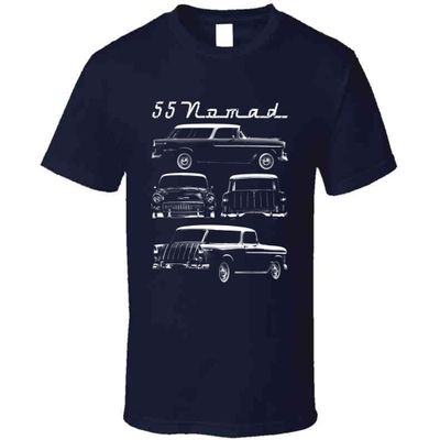 1955 Nomad Multi Angle View Car Enthusiast T Shirt M Navy