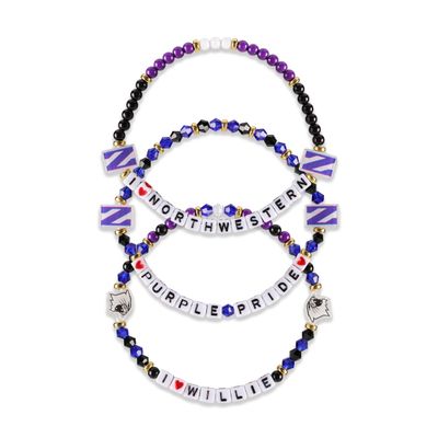FOCO Northwestern Wildcats NCAA 3 Pack Team Friendship Bracelet