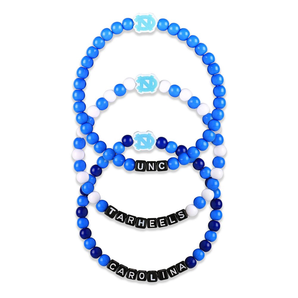 FOCO North Carolina Tar Heels NCAA 3 Pack Beaded Friendship Bracelet