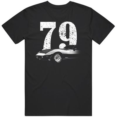 1979 Corvette Front Side View Silhouette with Year T Shirt 2XL Black