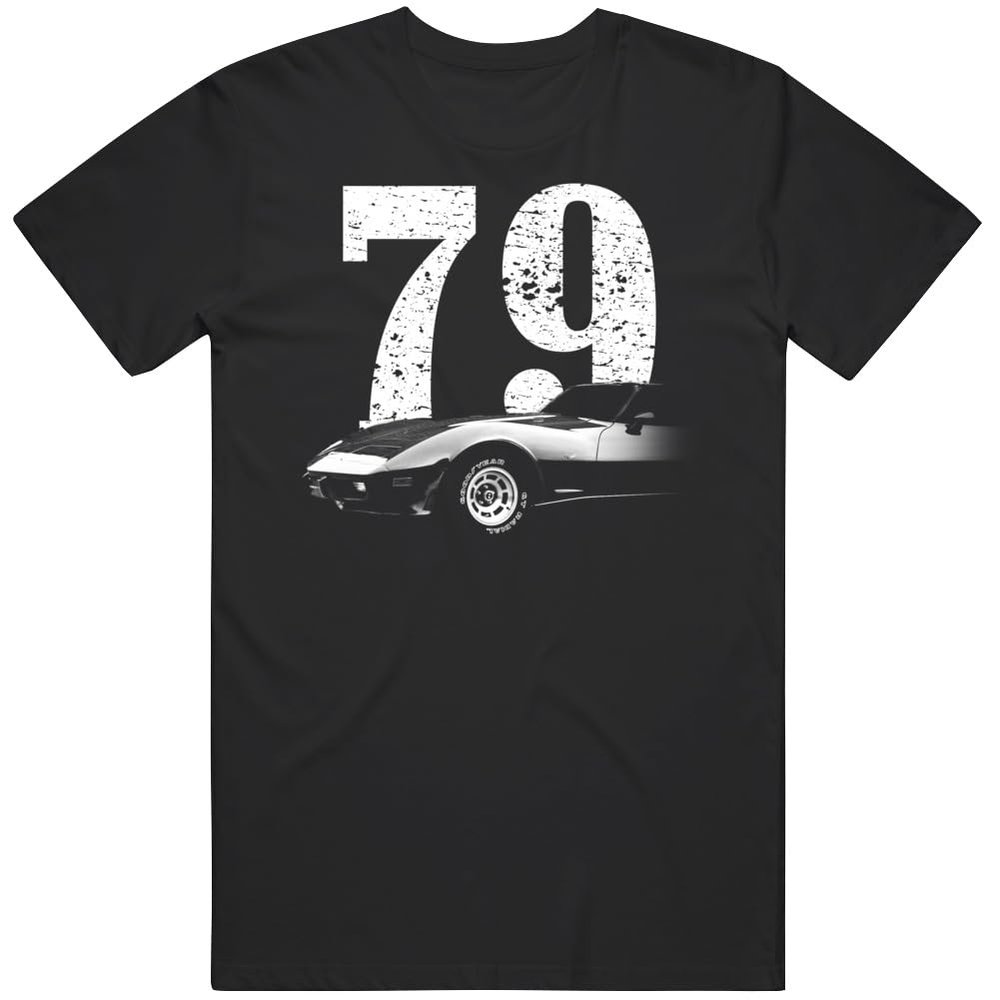 1979 Corvette Front Side View Silhouette with Year T Shirt 2XL Black