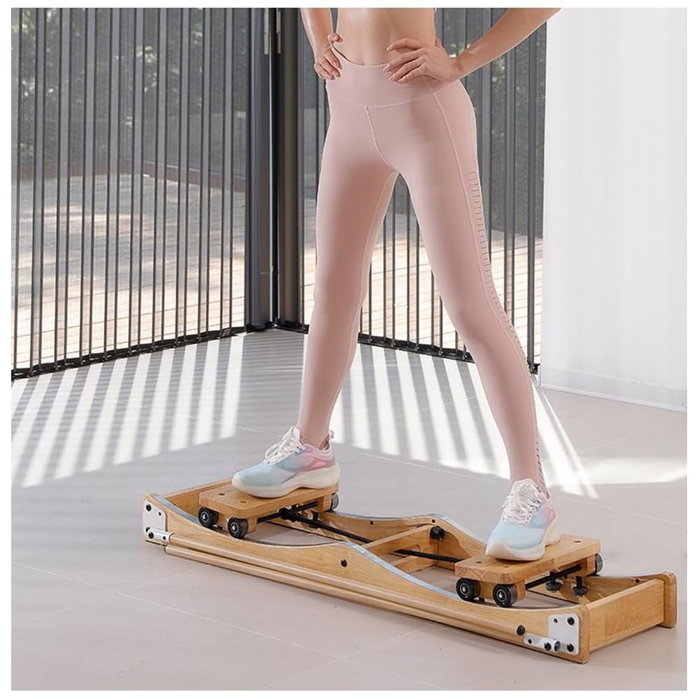 Indoor Skiing Simulator Thigh Trainer Wood Material Aerobic Exercise Equipment Butt and Pelvic Floor Muscle Trainer Balance Trainer for Home Quiet and Compact