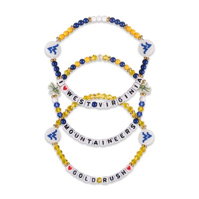 FOCO Unisex Adult NCAA College Team Logo Officially Licensed 3-Pack Beaded Friendship Bracelet, Gems
