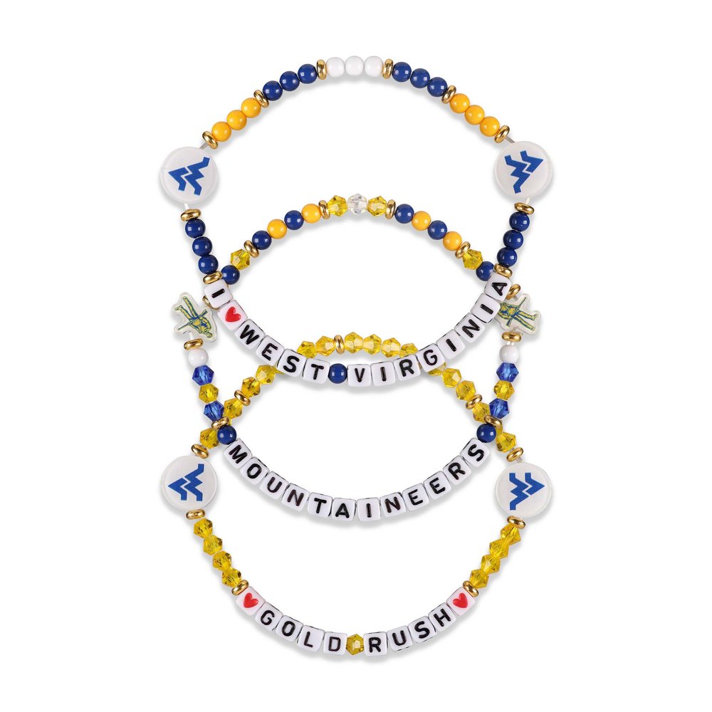 FOCO Unisex Adult NCAA College Team Logo Officially Licensed 3-Pack Beaded Friendship Bracelet, Gems