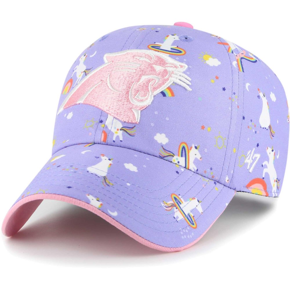 47 Girls Preschool Lavender Carolina Panthers Unicorn Clean Up Adjustable Hat