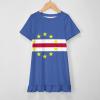Cape Verde Flag Girl's Dress Summer Crew Neck Children's T-Shirt Tops Casual Wear 130CM view 3