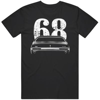 1968 Olds Cutlass 442 Rear View with Year Classic Car T Shirt L Black
