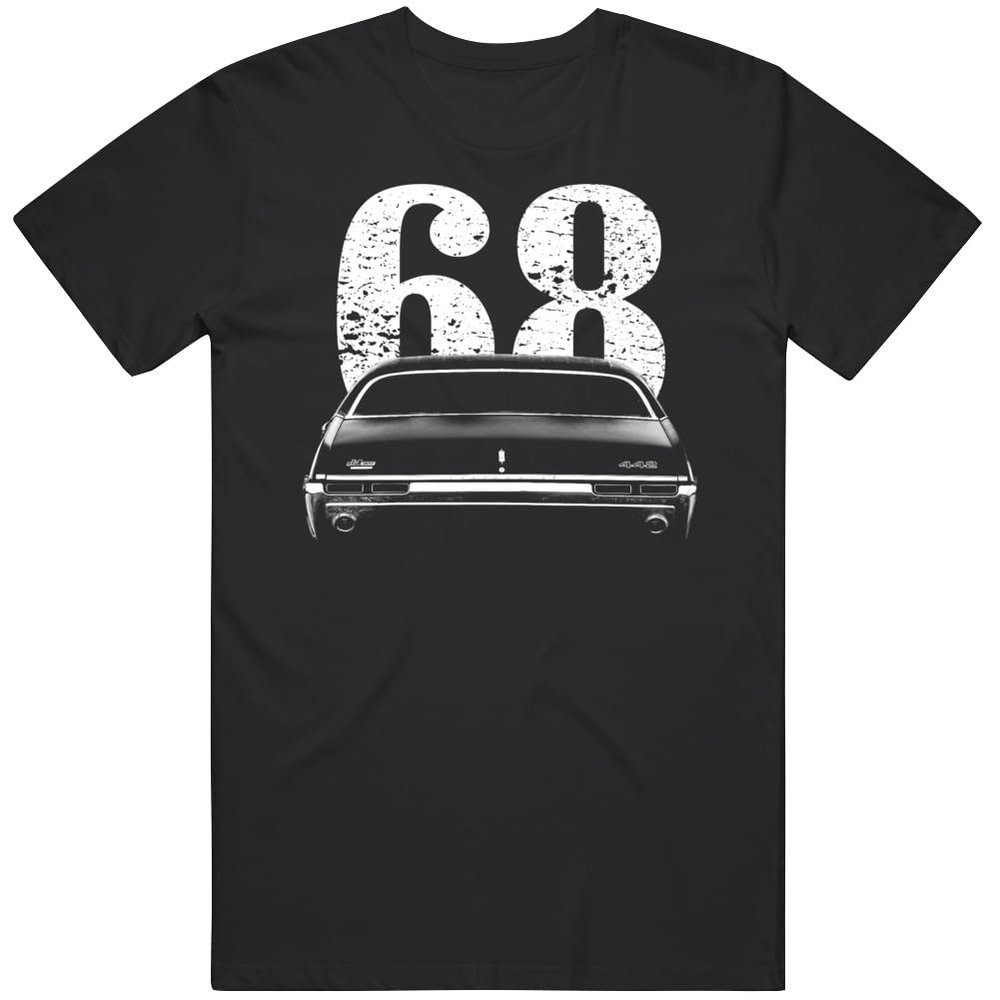 1968 Olds Cutlass 442 Rear View with Year Classic Car T Shirt L Black