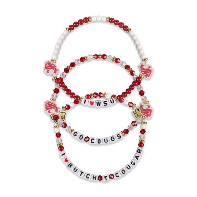 FOCO Washington State Cougars NCAA 3 Pack Team Friendship Bracelet