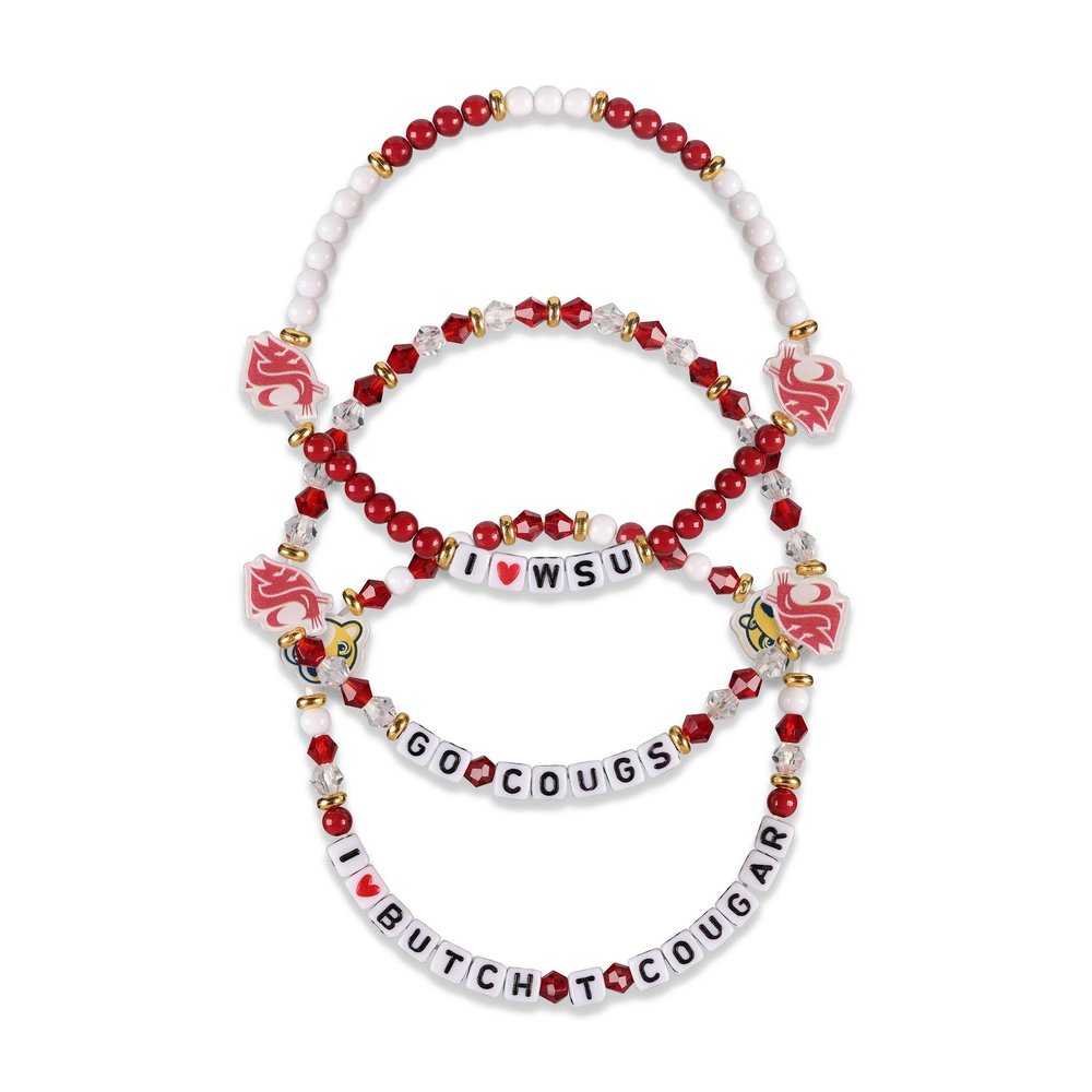 FOCO Washington State Cougars NCAA 3 Pack Team Friendship Bracelet