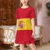 Flag of Spain Girl's Dress Summer Crew Neck Children's T-Shirt Tops Casual Wear 130CM view 2