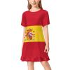 Flag of Spain Girl's Dress Summer Crew Neck Children's T-Shirt Tops Casual Wear 140CM view 1