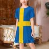 Flag of Sweden Girl's Dress Summer Crew Neck Children's T-Shirt Tops Casual Wear 130CM view 2