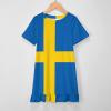 Flag of Sweden Girl's Dress Summer Crew Neck Children's T-Shirt Tops Casual Wear 120CM view 3