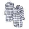 Concepts Sport Women's Charcoal Las Vegas Raiders Sienna Plaid Full-Button Long Sleeve Nightshirt view 1