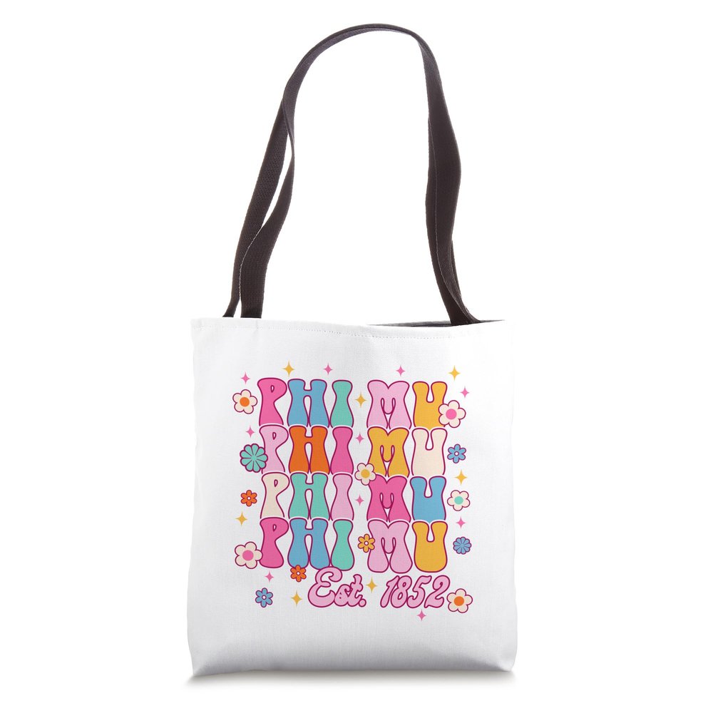 Phi Mu Sorority Sisterhood Est.1852 Groovy 2308082 Tote Bag