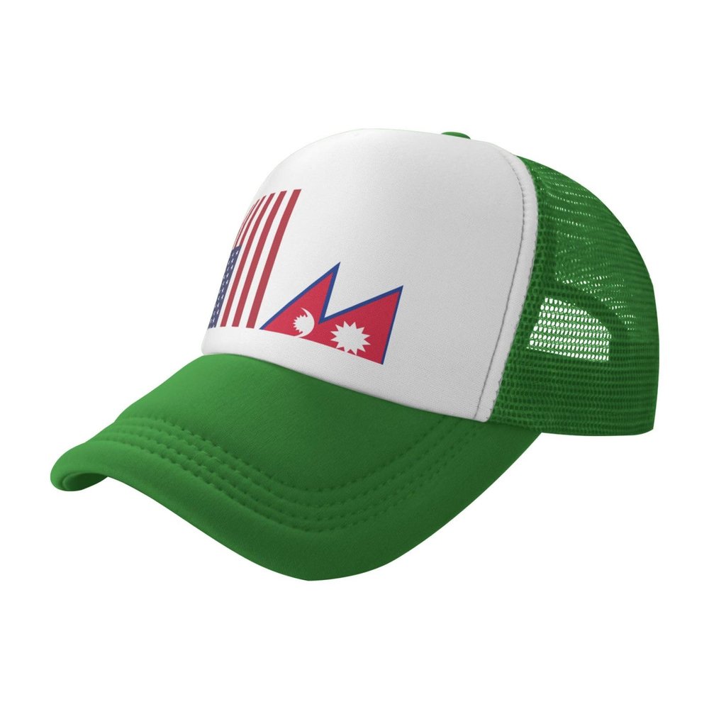 America Nepal Friendship Flag Trucker Hats Sunshade and Sand Proof Durable Made of Polyester