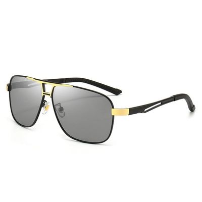 XLUMIO Frame Polarized Sunglasses Photochromic Sunglasses Men Women Chameleon Polarized Sun Glasses UV400,Gold,photochromic,one size