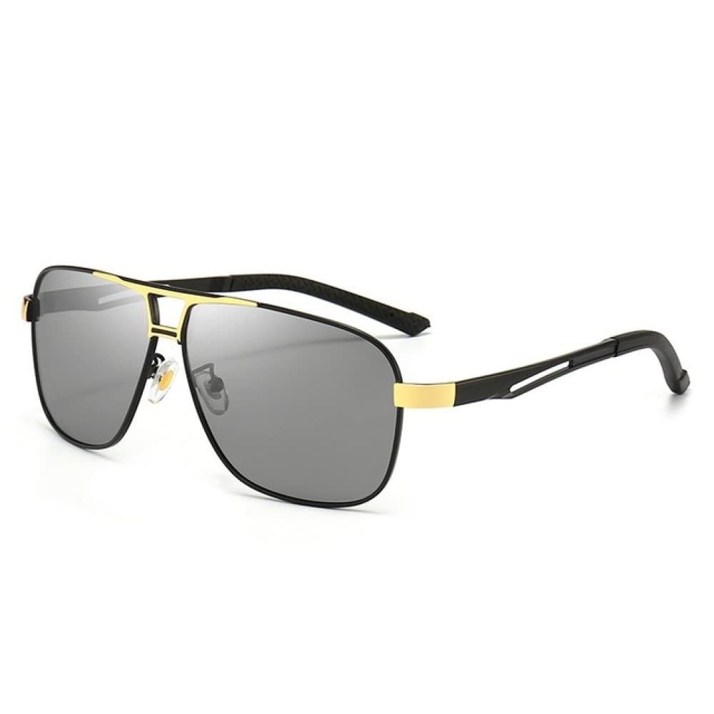 XLUMIO Frame Polarized Sunglasses Photochromic Sunglasses Men Women Chameleon Polarized Sun Glasses UV400,Gold,photochromic,one size