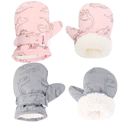 Weradau Fleece Lined Mittens for Baby Boys Girls,Baby Toddler Little Kids Winter Gloves Mittens - 2 Pair Pack 4-6 Years
