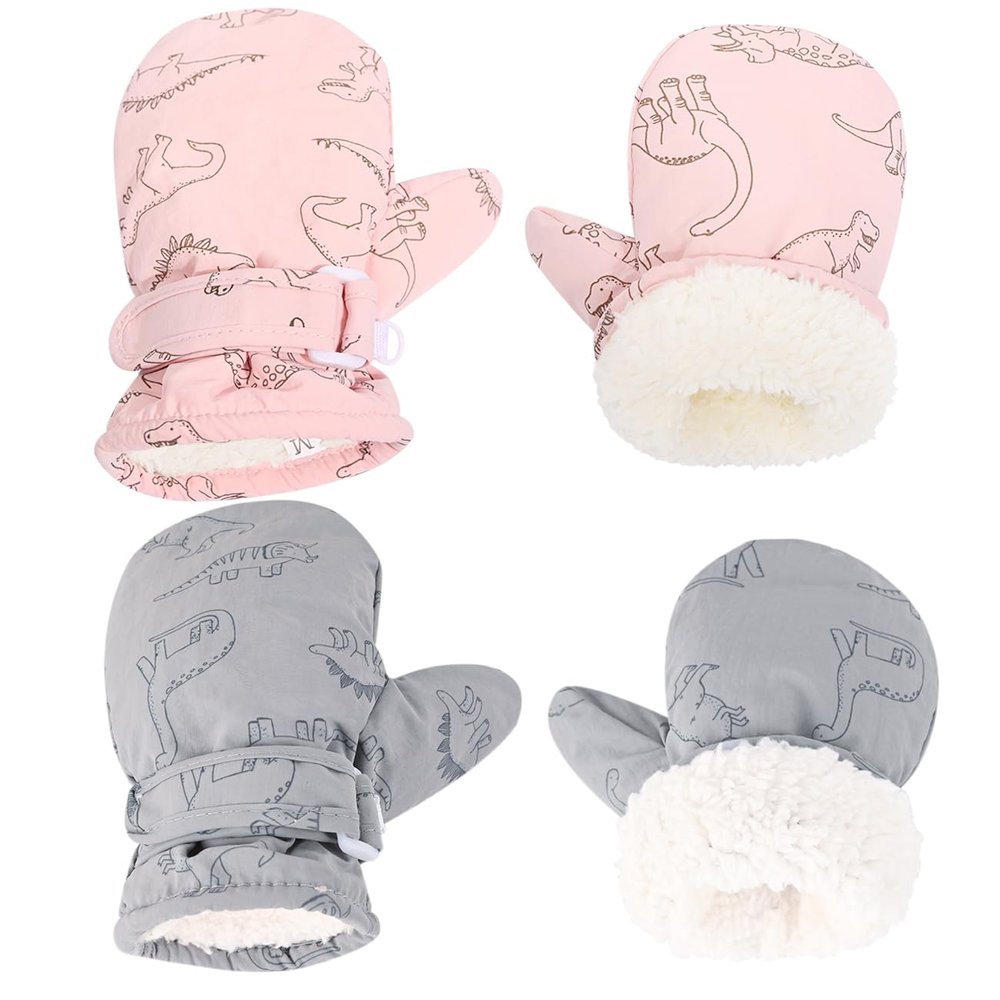 Weradau Fleece Lined Mittens for Baby Boys Girls,Baby Toddler Little Kids Winter Gloves Mittens - 2 Pair Pack 4-6 Years