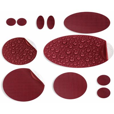aZengear Down Jacket Repair Patches | Pre-Cut, Self-Adhesive, Soft, Waterproof, Tear-Resistant Rip-Stop Nylon Fabric to Fix Holes in Clothing, Sleeping Bags, Ski Pants (11 Pcs, Burgundy)