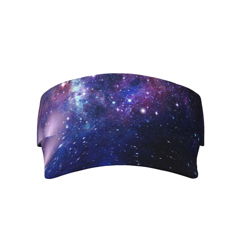 Blue & Purple Galaxy Print Adult Sunscreen Visor Cap Sports Adjustable Sun Hat Cap for Beach Pool Golf Tennis Unisex
