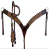 Western Headstall Breast Collar Reins Set Leather Hand Carved Tooled Equestrian Trail Horse Saddle Tack Set Full Cob Pony ST-HTS-065 (Full) view 1