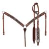 Western Headstall Breast Collar Reins Set Leather Hand Carved Tooled Equestrian Trail Horse Saddle Tack Set Full Cob Pony ST-HTS-055 (Full) view 1