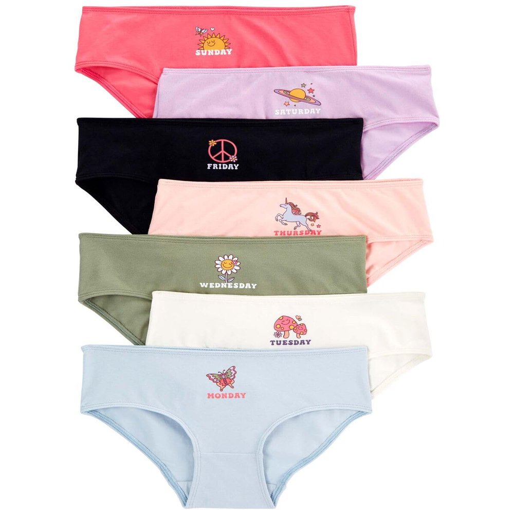 Carter's Girls 7-Pack Stretch Cotton Underwear, Day of the Week, 8