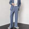 Men Straight Casual Pants Summer Korean Style Baggy Slit Wide Leg Blazer Trousers Male Streetwear s1 Black 31 view 3