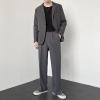 Men Straight Casual Pants Summer Korean Style Baggy Slit Wide Leg Blazer Trousers Male Streetwear s1 Black 31 view 4