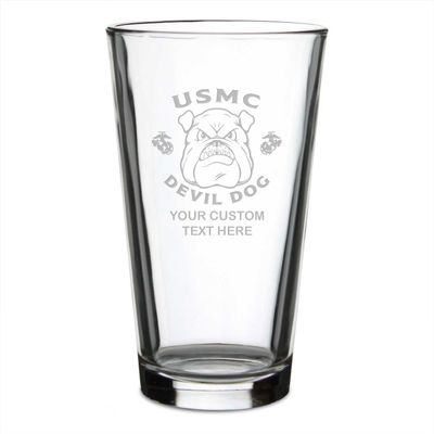 7.62 Design U.S. Marine Corps Bulldog Personalized 16 oz. Pint Glass