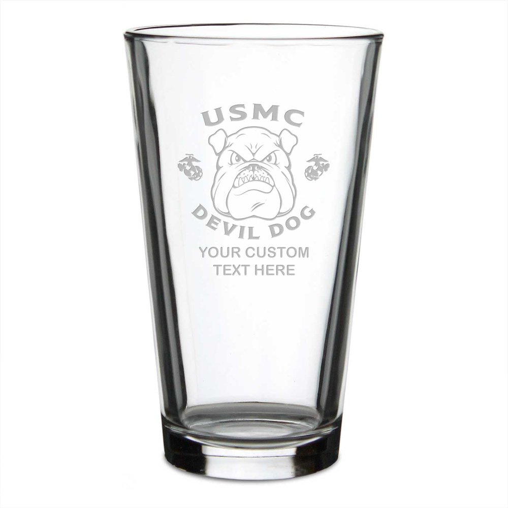 7.62 Design U.S. Marine Corps Bulldog Personalized 16 oz. Pint Glass
