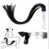 Adult Flogger Glass Handle 27.5 inch Black Blindfold Satin Mask Whip Bedroom Cosplay Set view 1