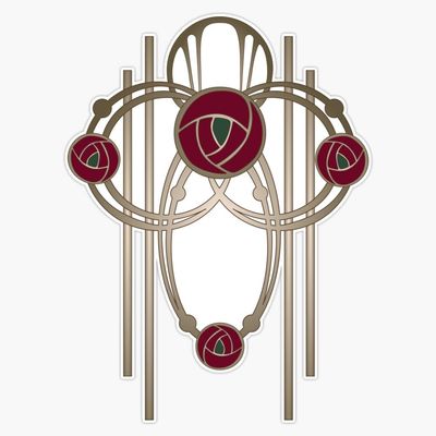Art Nouveau Rose Gold Bumper Sticker Vinyl Decal 5"